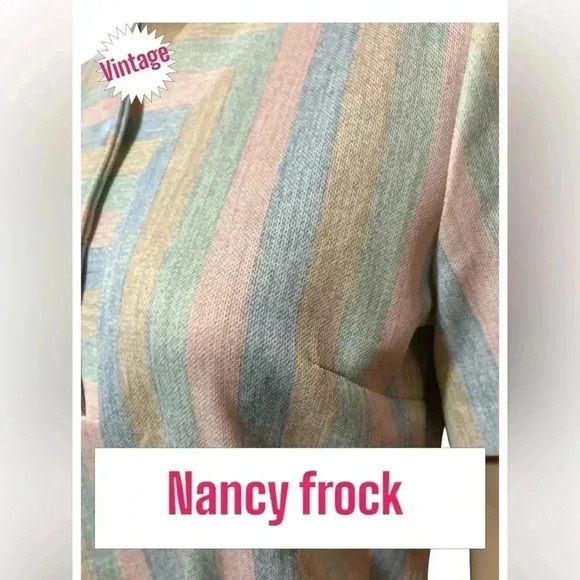 Vintage A Nancy Frock pastel striped shift/tunic 60’s dress-L - Picture 8 of 11
